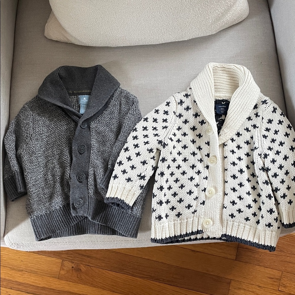 GAP Gray and Cream Kids Cardigan Duo